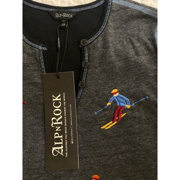 NWT Alp-N-Rock Slope Henley Ski Après Sweater Organic Embroidered Gray XS/S $198 - Picture 4 of 16